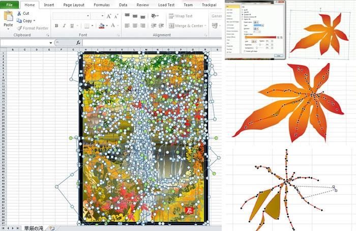 Quá trình thực hiện một bức tranh trong Excel.