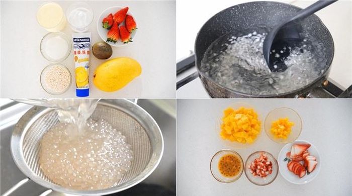 Cho 400g xoài vào máy xay sinh tố xay nhuyễn.