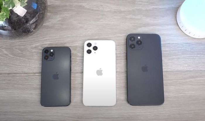  Năm nay Apple được cho là sẽ ra mắt tới 4 mẫu iPhone. Trong hình trên lần lượt là mô hình của iPhone 12 Pro, iPhone 12, iPhone 12 Pro Max. Mẫu iPhone còn thiếu là iPhone 12 Max. Ảnh: Mobile Fun. 