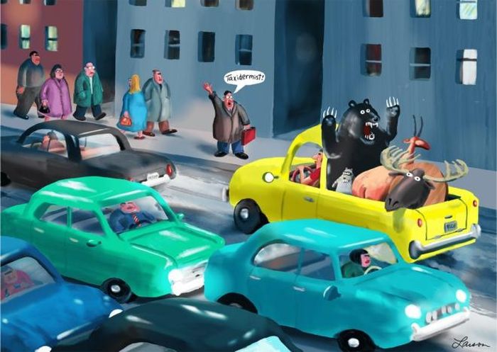 Tranh biếm họa mới nhất của Gary Larson được vẽ bằng máy tính bảng. Ảnh: Thefarside.com