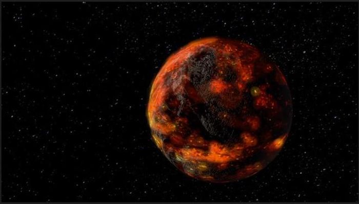 Đại dương magma trong thời kỳ hình thành Mặt Trăng. Ảnh: NASA.