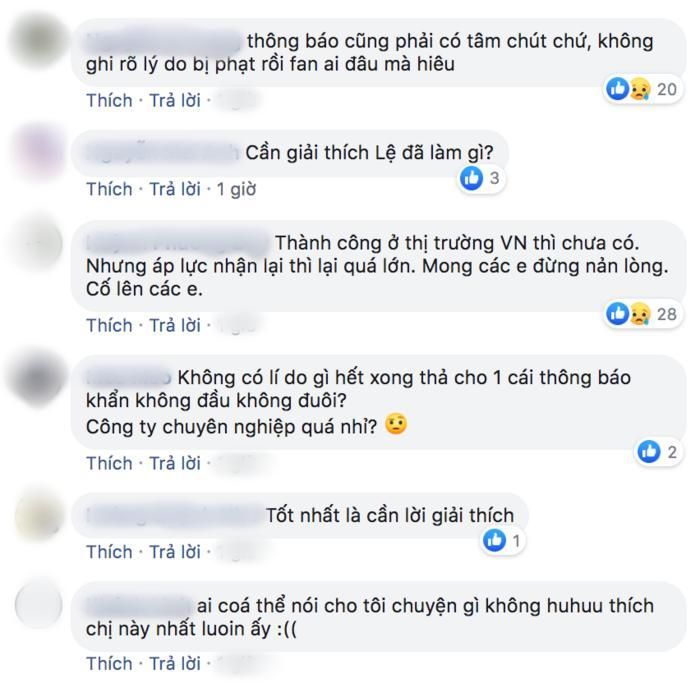 Hầu hết mọi người đều yêu cầu một lý do chính thức cho việc xử phạt Lệ Trang.