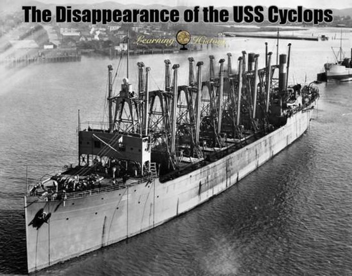 USS Cyclops chở khoảng 10.800 tấn quặng mangan để sản xuất đạn dược. Tuy nhiên, USS Cyclops không bao giờ tới Baltimore do mất tích bí ẩn khi đi qua vùng biển Bermuda.