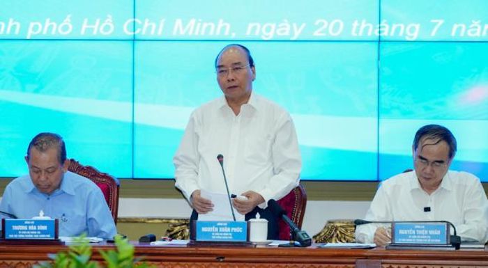 Thủ tướng Nguyễn Xuân Phúc phát biểu kết luận cuộc làm việc. (Ảnh: VGP/Quang Hiếu)