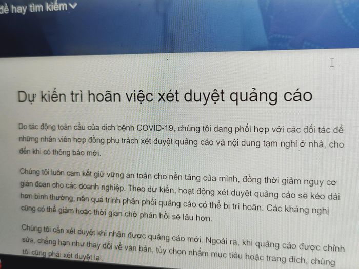  Đội ngũ kiểm duyệt quảng cáo của Facebook đang ở nhà tránh dịch. 