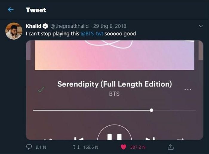 Khalid chia sẻ trên Twitter cách đây 2 năm