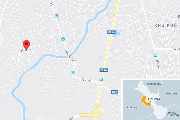  Đường Công Nghệ Mới ở xã Vĩnh Lộc B, huyện Bình Chánh (chấm đỏ) - nơi xảy ra vụ cháy. Ảnh: Google Maps. 
