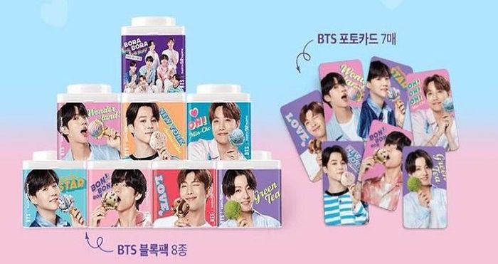 Gói BTS được bán giới hạn với 7 vị kem yêu thích của các thành viên cùng 1 vị kem mới