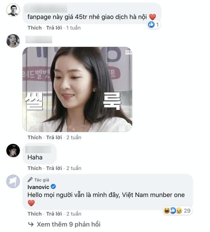 “Lại là mình đây, Việt Nam number 1”, người chiếm giữ tài khoản Ivanovic viết.