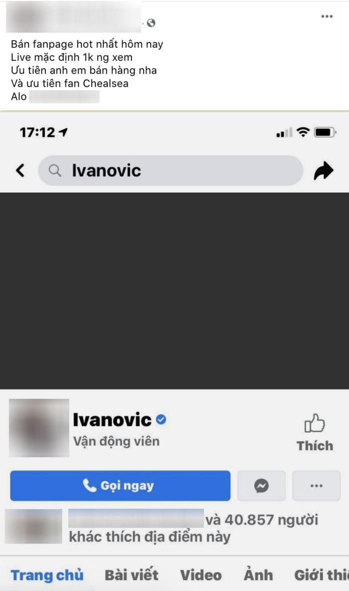 Người có tên Đỗ T.T này đã thực hiện việc rao fanpage của Ivanovic trong một bài đăng gần đây.