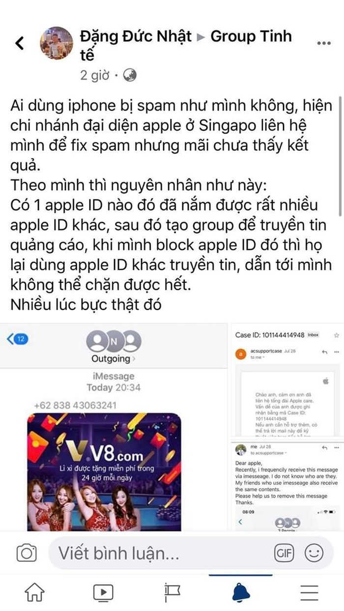 Người dùng liên tục nhận được tin nhắn quảng cáo cá độ trái pháp luật. (Ảnh chụp màn hình)