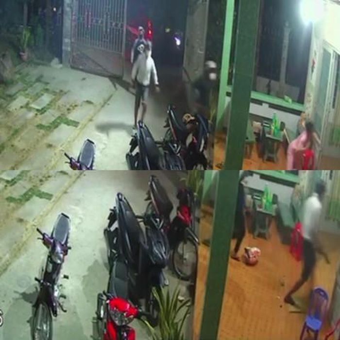 Hình ảnh nhóm côn đồ được camera quay lại
