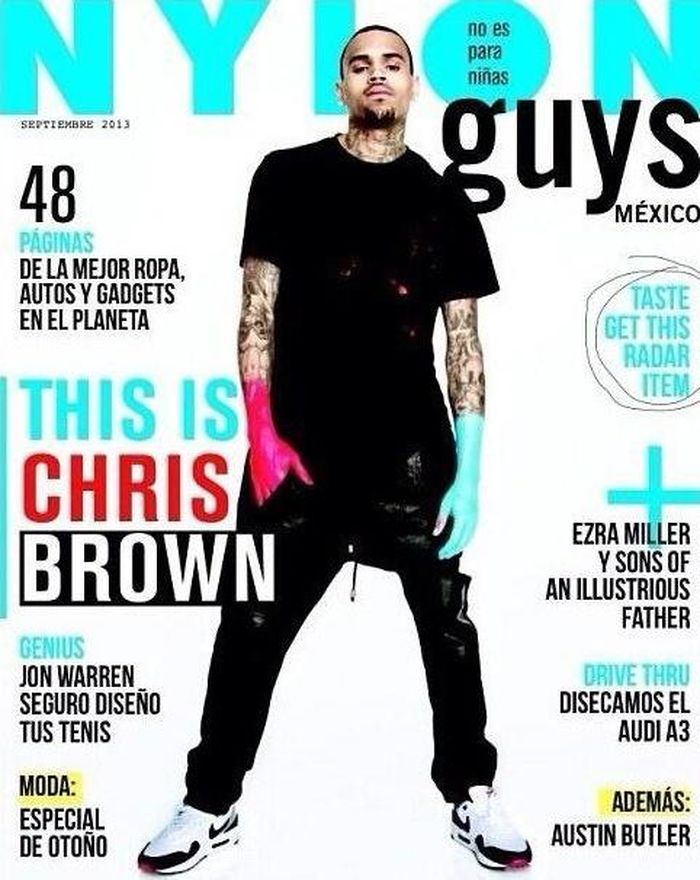  Thiết kế đầu tiên của Jagne được Chris Brown mặc trên bìa tạp chí. Ảnh: Nylon Magazine. 