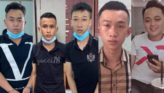 Nhóm cướp giật gồm Phúc, Liêm, Tiến, Vinh và Bảo. Ảnh: Công an cung cấp.