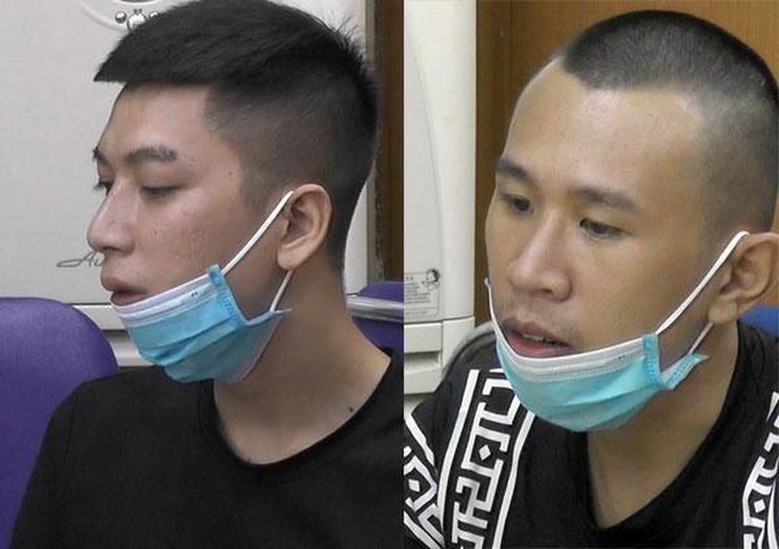 Hai đối tượng Nguyễn Đức Anh và Lê Minh Cường tại cơ quan công an.
