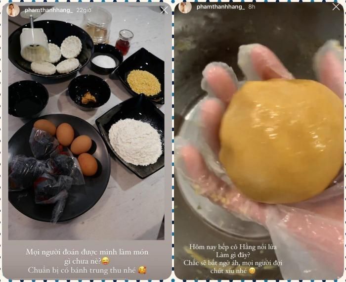 Thanh Hằng miêu tả chi tiết các công đoạn làm bánh trên story của Instagram