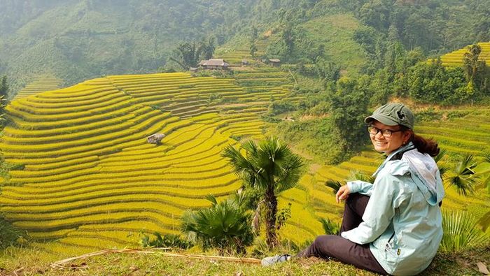 Ruộng bậc thang Bản Liền được các bạn trẻ yêu thích đến khám phá.