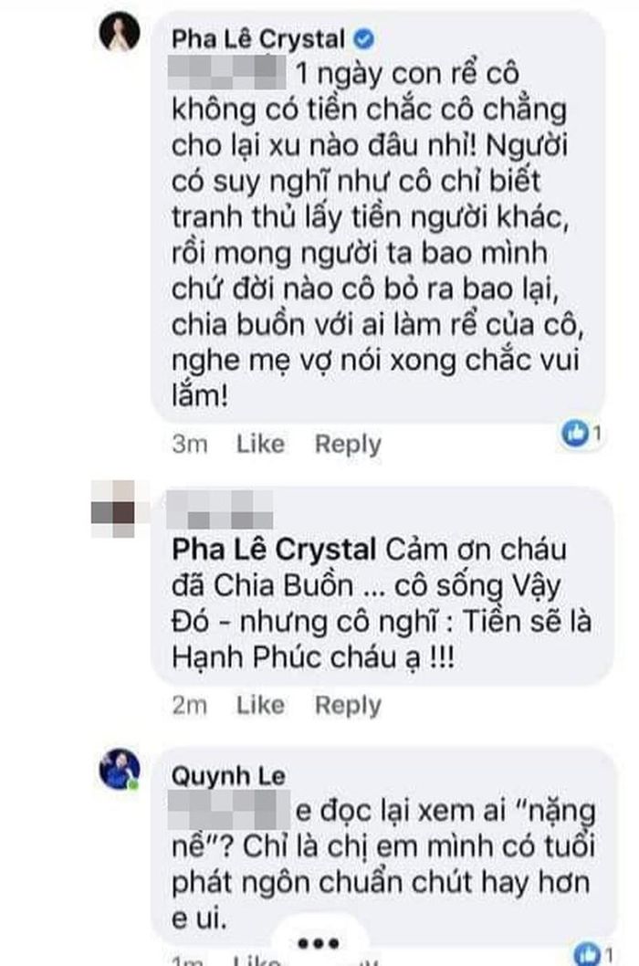 Mẹ ruột Pha Lê cũng tỏ ý không hài lòng trước tư duy lỗi thời của người bạn