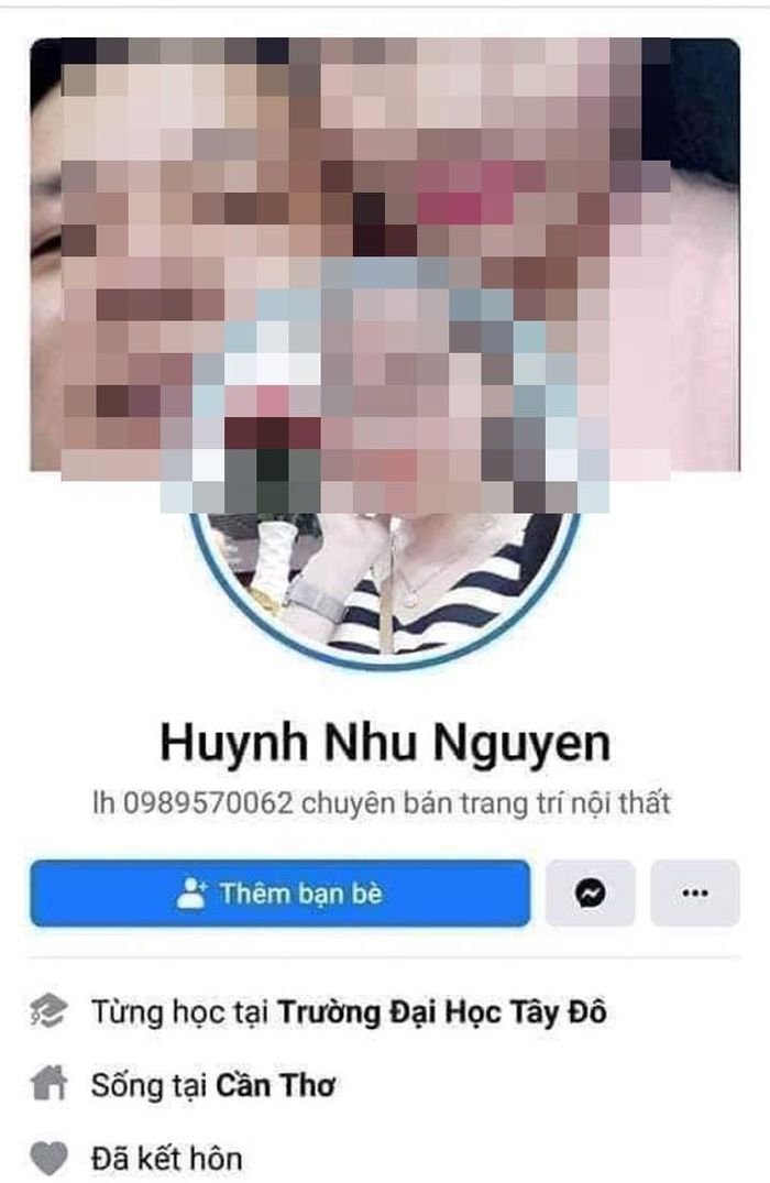 Hình ảnh của bà N. (vợ hiện tại của ông T.) bị bà D. lấy để lập facebook.