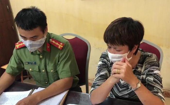 Nguyễn Thị Lan tại cơ quan Công an.