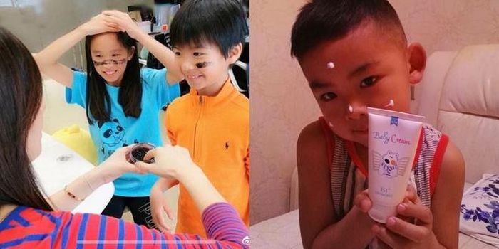 Nữ diễn viên Trương Đình quay video, chụp ảnh các con sử dụng mỹ phẩm do cô tự sản xuất để quảng cáo.
