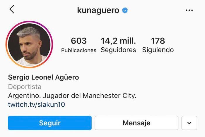 Aguero chủ động đổi tên tài khoản Instagram.