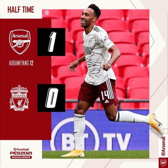45 phút đầu khép lại với tỷ số 1-0 nghiêng về Arsenal