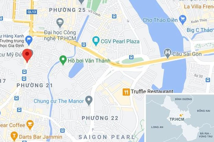  Đường Xô Viết Nghệ Tĩnh, quận Bình Thạnh (chấm đỏ), nơi xảy ra vụ việc. Ảnh: Google Maps. 