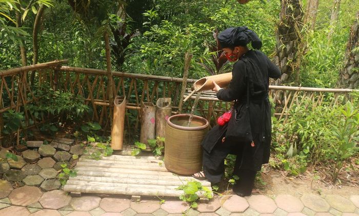 Những ống tre - dụng cụ làm nước.