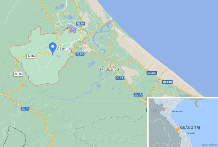 Huyện Cam Lộ, tỉnh Quảng Trị (vòng đỏ). Ảnh: Google Maps.