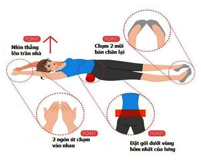 Áp dụng phương pháp này có sự hỗ trợ của gối nhỏ mềm hoặc một chiếc khăn tắm cuộn tròn lại.