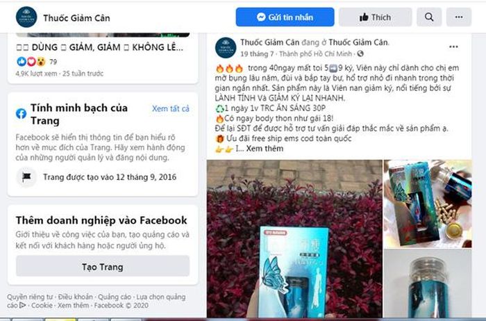 Người dân cần cẩn trọng khi mua các sản phẩm giảm cân được rao bán trên mạng xã hội. Trong ảnh: Thuốc giảm cân được rao bán trên mạng xã hội với những lời lẽ “có cánh”, đánh trúng tâm lý của người muốn giảm cân