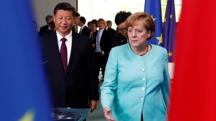  Chủ tịch Trung Quốc Tập Cận Bình và Thủ tướng Đức Angela Merkel tại Berlin năm 2017. Ảnh: Reuters. 
