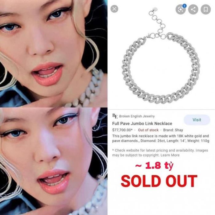  Vô tình giúp các thương hiệu cháy hàng nhanh chóng không phải là chuyện hiếm gặp đối với Jennie. Trước đó, mẫu vòng đắt đỏ của thương hiệu Shay mà cô đeo trong How you like that đã hết hàng sau 5 ngày MV lên sóng. Khác với chiếc áo bình dân của CK, mẫu vòng này có giá lên tới 77.700 USD. Ảnh: Jennie BlackPink VNFC. 