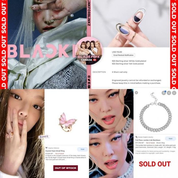 Ngoài ra, hanbok Danha, găng tay Chanel hay nhẫn con bướm Jennie diện trong MV cũng trở thành những món đồ khó mua vì không còn hàng. Ảnh: BlackPink Canada, Twitter.