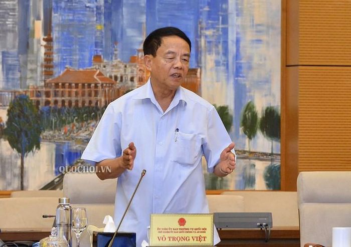 Chủ nhiệm Ủy ban Quốc phòng – An ninh của Quốc hội Võ Trọng Việt phát biểu tại cuộc họp. Ảnh: QUOCHOI