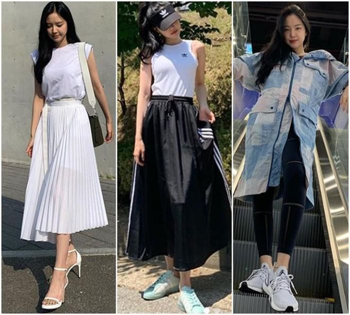 Tuy nhiên, Son Naeun không chỉ nổi bật với quần legging áo thun mà còn gây chú ý khi mặc nhiều loại quần áo khác. Cô vẫn gây ấn tượng dù trong bộ cánh sang trọng dự sự kiện hay ăn diện để biểu diễn hoặc trang phục đời thường ẢNH: INSTAGRAM NV
