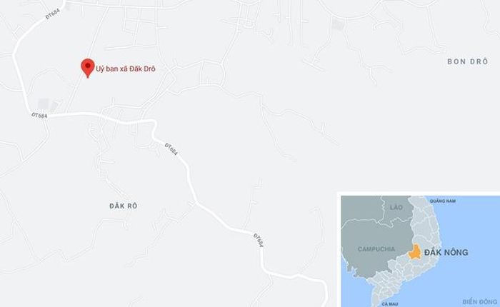  Xã Đắk Drô, nơi xảy ra vụ việc. Ảnh: Google Maps. 