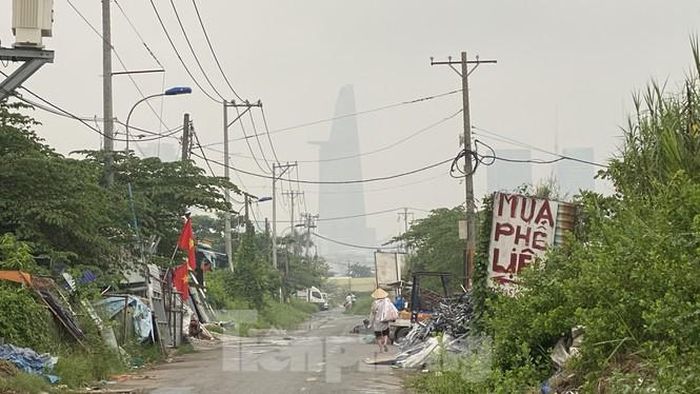 Tòa nhà Bitexco (Quận 1) chìm trong sương mù. 