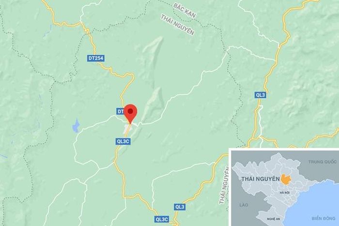  Sự việc xảy ra tại thị trấn Chợ Chu, huyện Định Hóa, Thái Nguyên (chấm đỏ). Ảnh: Google Maps. 