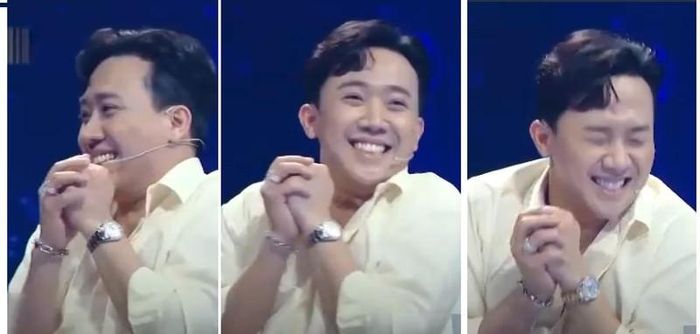 Trấn Thành cười tít mắt khi thấy vợ gặp sự cố. 