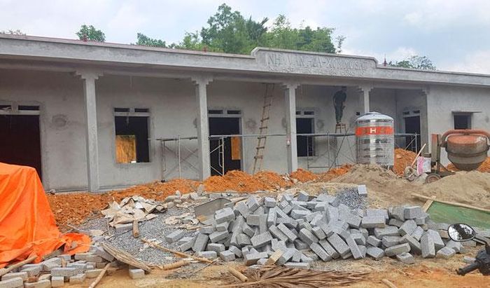 Nhà văn hóa xóm Mỏ Sắt, xã Hợp Tiến (Đồng Hỷ) đang trong quá trình hoàn thành.