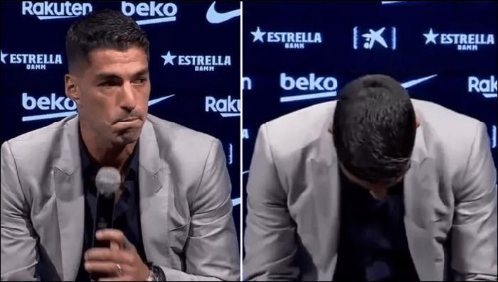 Suarez không kìm chế nổi cảm xúc trong buổi họp báo chia tay Barca