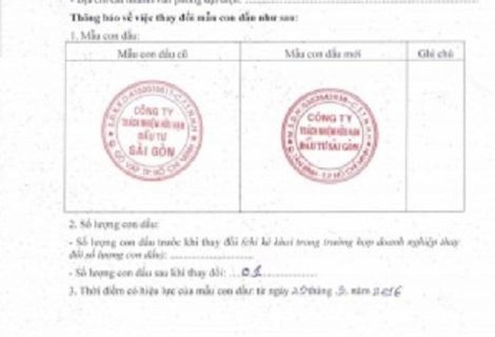 Mẫu dấu của Cty Sài Gòn thay đổi từ tháng 3/2016.