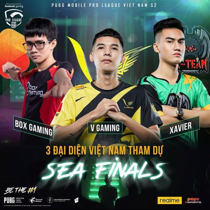 V Gaming, Box và Xavier là 3 đội tuyển đại diện cho Việt Nam tham dự giải SEA Finals. Ảnh: PUBG Mobile Việt Nam Esports.