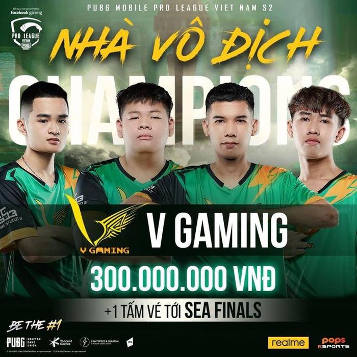 V Gaming xuất sắc vô địch PMPL VN S2. Ảnh: PUBG Mobile Việt Nam Esports.