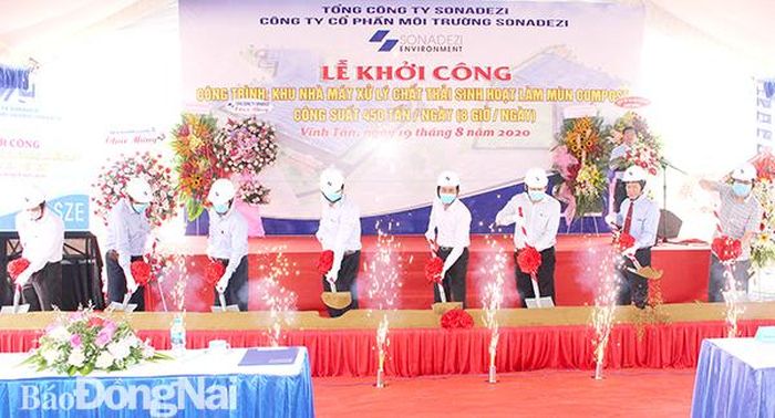 Khởi công xây dựng nhà máy xử lý rác thành phân bón hữu cơ công suất 450 tấn/ngày tại H.Vĩnh Cửu. Ảnh:B. Mai