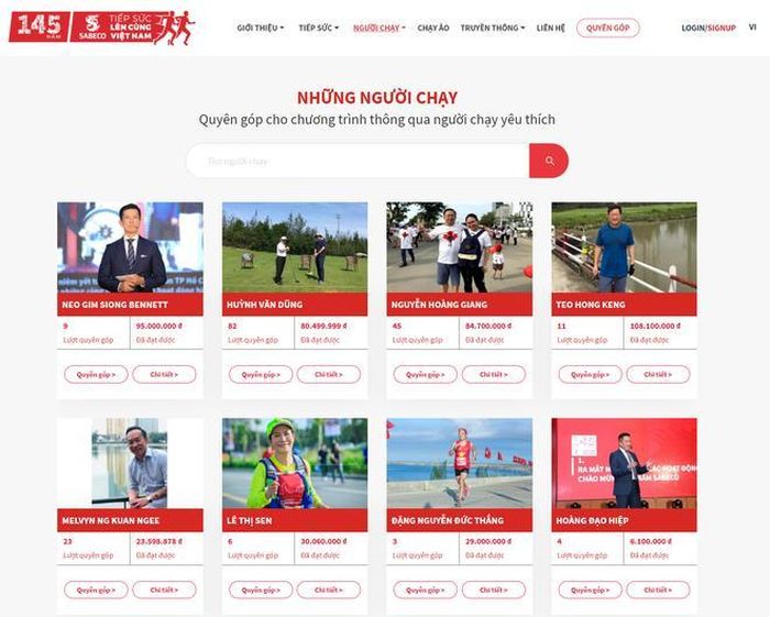  Chương trình chạy tiếp sức “Lên cùng Việt Nam” nhận được sự tham gia của nhiều người đam mê chạy bộ. Ảnh chụp màn hình. 