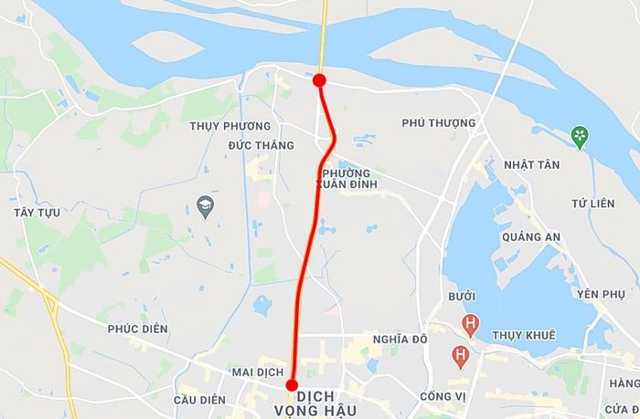 Bản đồ tuyến đường Phạm Văn Đồng sau khi mở rộng. Ảnh: Google Maps. 