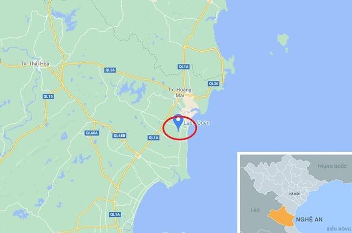 Cảng Lạch Quèn, xã Quỳnh Thuận, huyện Quỳnh Lưu (Nghệ An, vòng đỏ). Ảnh: Google Maps 